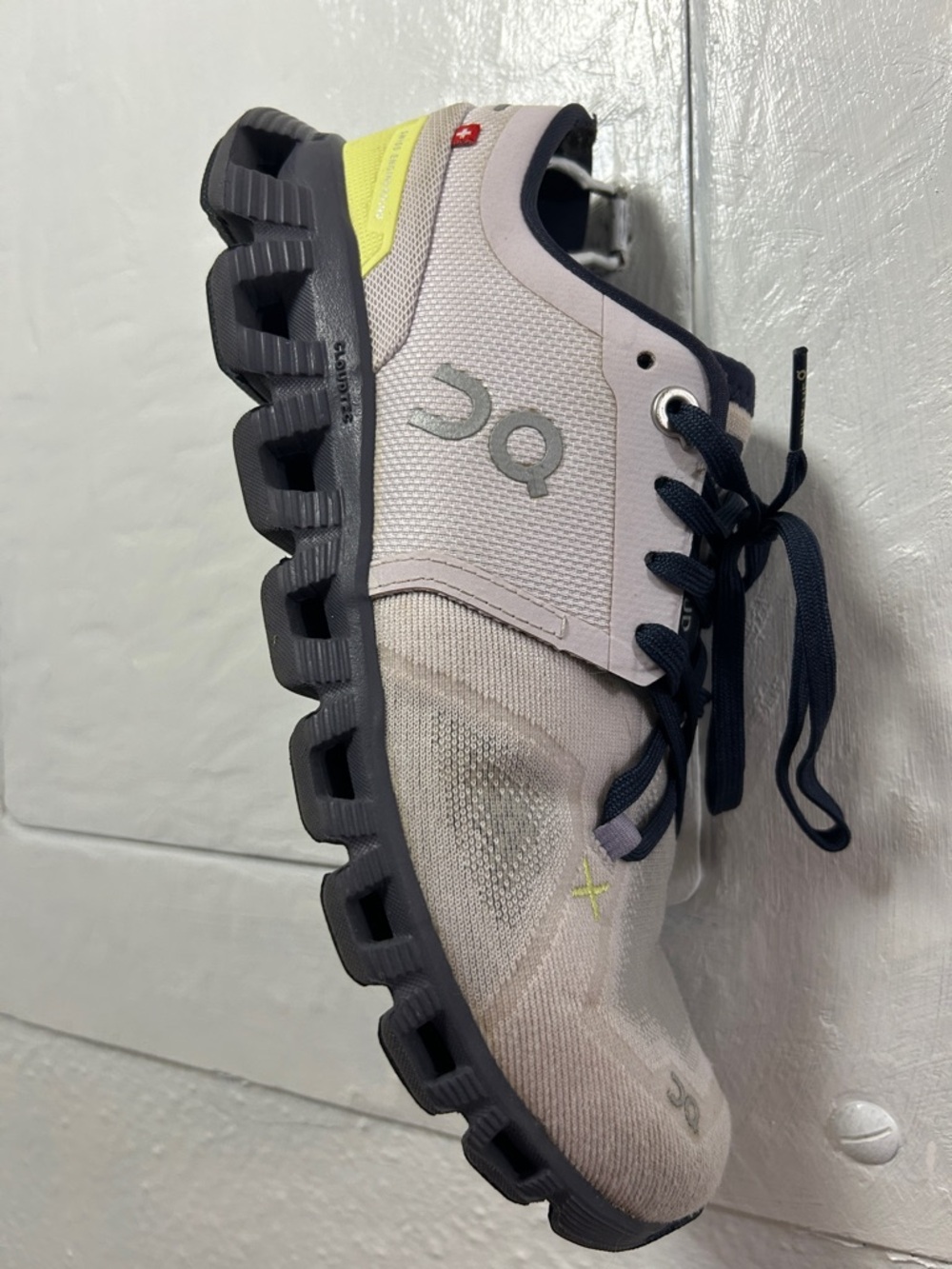 On Cloud Running Shoes in Light Gray and Navy